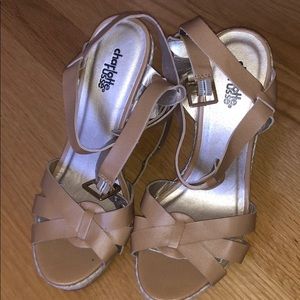 NWOT Charlotte Russe Size 8 Tan and White Wedges